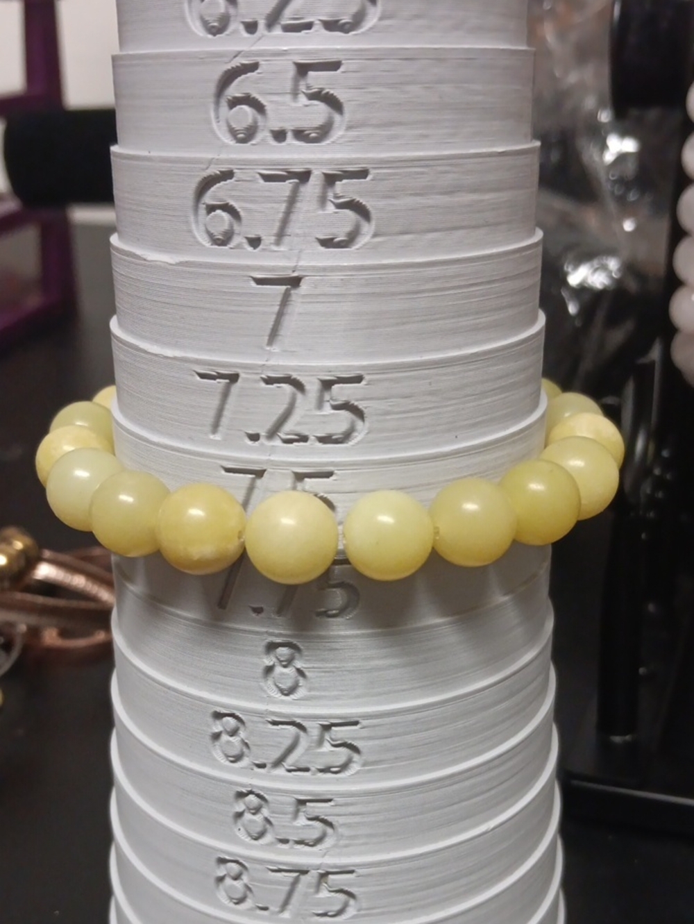 Yellow Lemon Jade Beaded Stretch Bracelet